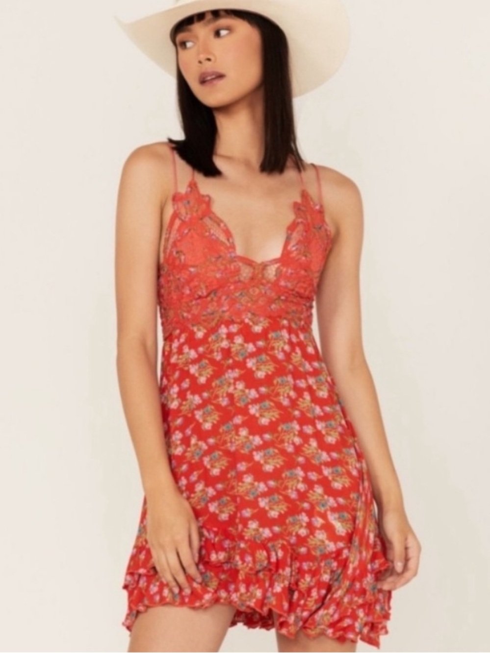 *NEW* Free People FP One Adella Slip Dress in Red Meadow Floral